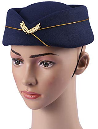 GALPADA Flugbegleiterinnenmütze Aus Wollmaterial Stewardessenhut Für Kostüm Cosplay Und Bühnenauftritte Einheitsgröße Angenehm Zu Tragen Leuchtende Farben