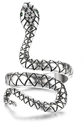 MILACOLATO 925 Silber Schlangenring für Frauen Weißgold Plattiert Vintage Punk Ringe Verstellbar offen CZ Schlange Fingerring Ringe Damen Schmuck