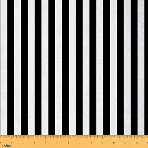 Schwarz Weiß Gestreifter Polsterstoff Geometrischen Streifen Stoff Meterware Abstrakter Moderne Dekorstoff Diy Stoff für Drinnen und Draußen Bastel Patchwork für Quilten Nähen 92 x 150 (HxB)