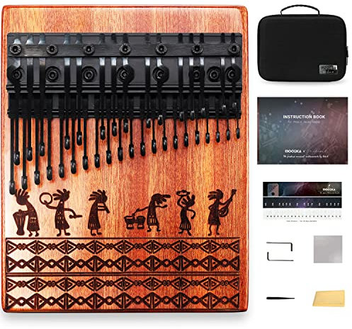 MOOZICA 36 Tasten Professionelle Chromatisches Kalimba, Doppellagiges Klavierlayout 36 Tasten Kalimba Daumenklavier, Fingerklavier mit massiver Mahagoniholzstruktur (BKA-36S)