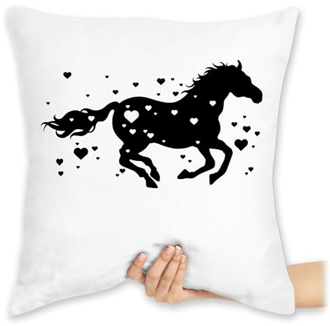 Kissen 40 x 40 cm - Laufendes Pferd I Pferde Geschenk Reiten I Pferdemädchen - 40 x 40 cm - Weiß - pferdeliebhaber pferdeherz zierkissen pferdespruch reit pferdefans pferdemotiv pferdesprüchen