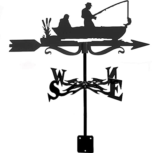 AMITVA Girouette de pêche en acier inoxydable créative rétro durable pour bateau Décoration de jardin