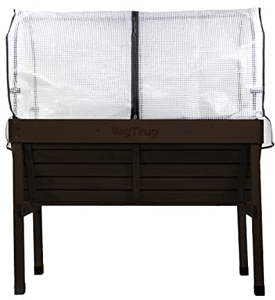 mgc24 Hochbeet Vegtrug Klassik aus Zedernholz V-Form mit Schutzhaube und Vlieseinlage - 117x76x134 cm - braun - Premium Hochbeet-Set für nachhaltiges Urban Gardening auf dem Balkon, Terrasse, Garten