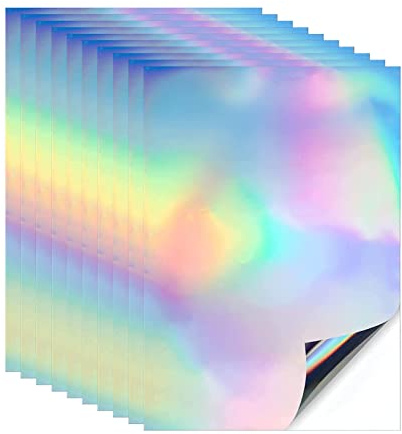 UTMACH 10pcs Vinilo Holográfico A4 Vinilo Adhesivo Holográfico Papel | para Impresora Láser Inyección de Tinta,Vinilo Adhesivo Papel,Holográfico Papel Imprimible,Adhesivo Holográfico Imprimible