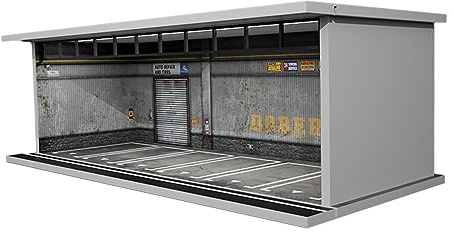 Harilla 1/64 Garage für Autos, Spielzeugautogarage mit Licht, Auto Parkhaus DIY Autovitrine für Sportwagen, Kinder Parkhaus Vitrine Auto Veranstalter für Sammler, Spielzeugautos, Sportwagen, Style a