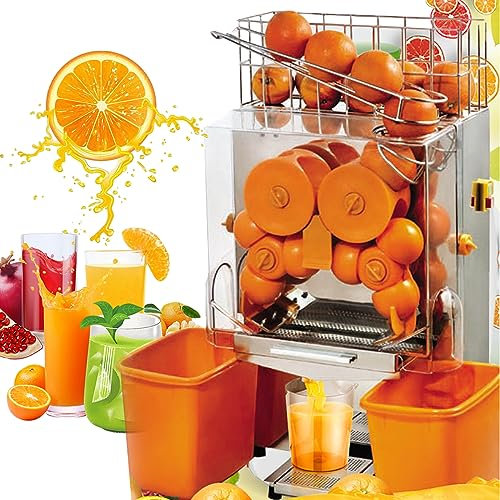 SYUFRE Presse-Agrumes Orange Automatique, Extracteurs Automatiques Électriques avec Boîte À Ferraille 22-30 Pcs/Min Machine À Jus Frais Commerciale 40-80 Mm Presse D'entrée Blender Jus Boisson Making
