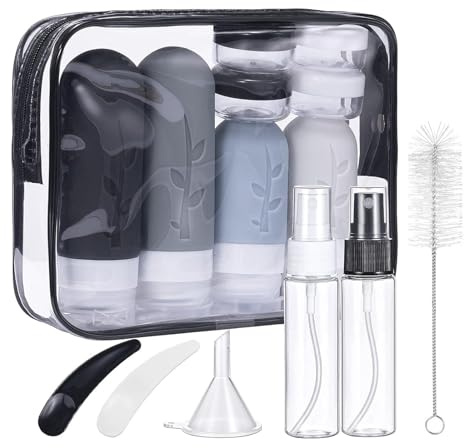 Mezzar Silikon Reiseflaschen Set - 16 Stück zum Befüllen für Shampoo, Lotion, Spülung, Duschgel - Praktisches Travel Bottles Set (Schwarz)