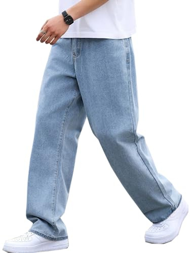 Herren Baggy Jeans Y2k Jeanshose Vintage Straight Leg Denim Hosen Teenager Jungen Streetwear Hip Hop Jeans