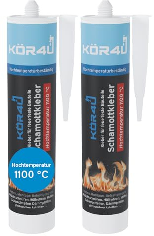 kör4u 2x Schamottkleber 310 ml, beige, für feuerfeste Bauteile & Reparatur