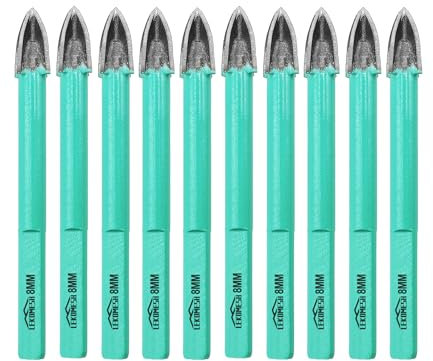 LEKOMESH Punte da Trapano Set - 10pezzi 8mm Set Punte in Carburo punte per Legno, Plastica, Muratura, Piastrelle di Ceramica, Calcestruzzo, Marmo, Gambo a Triangolo