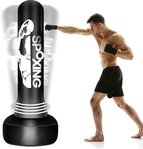 Boxing Punch Bag - 175cm/69'' Free Standing Punch Bag for Men, Perfect for Training in MMA, Muay Thai, and Fitness - Ideal Inflatable Kickboxing Bag Stand,boxing equipment