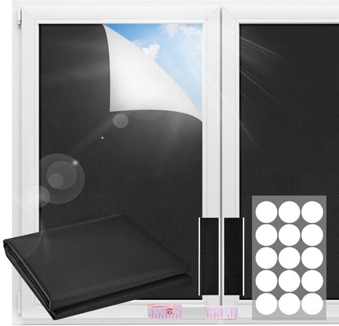 Herboom Verdunklungsrollo Ohne Bohren 300x150cm, Fenster Verdunkelung, Tragbare Reise Verdunkelungsrollo, Verdunklungsstoff Rollo Verdunkelung, Blackout, Sonnenschutz, Freischnitt