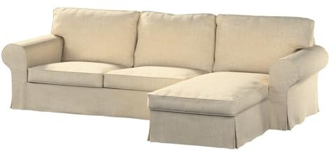 dekoria Ersatz für Bezug für Ektorp 2-Sitzer Sofa mit Recamiere Sofahusse passend für Modell Ektorp grau-beige