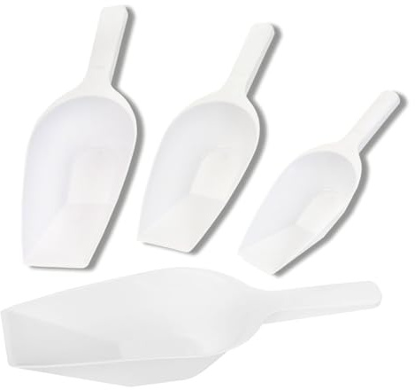 TronicXL 4er Set Kunststoff Plastik Schaufel Kelle 100-750ml Abwiegeschaufel Mehlschaufel verschiedene Größen Backen Kochen Grow Küche Zubehör