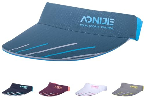wellwise Men Women UPF 50+ Wide Brim Sun Visor Cap,Summer Adjustable Sports Golf Cap,Men's Ruuning Visor Hat (52-65cm, Blue)