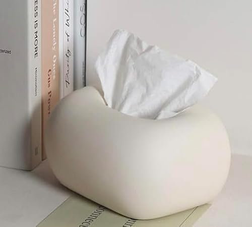 Baamur Keramik Kosmetiktücherbox Weiß Elfenbein, eleganter Taschentuchspender für Badezimmer, Wohnzimmer und Flur, dekorative Tissue Box, praktische Kosmetiktücher Aufbewahrung