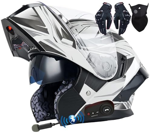 Letetexi Motorradhelm Klapphelm mit Bluetooth ECE Zertifiziert Modularer Helm Integralhelm Doppelvisier Mopedhelm Racing Helm für Erwachsene Männer Frauen Roller Helm Sturzhelm Damen Herren