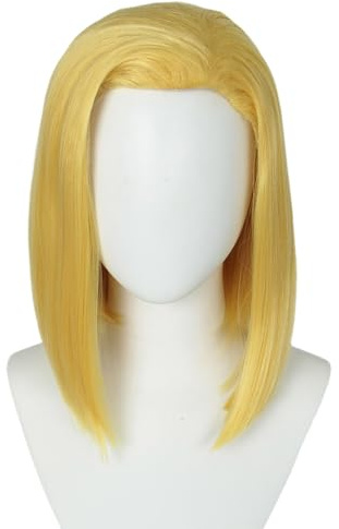 Linfairy Langer Bob Blond Spiel Cosplay Kostüm Perücke Fasching Kostüm Perücken für Frauen