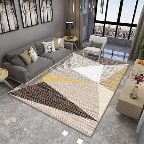 AITROMNI Baby Teppich Mädchen Babyzimmer Multi-Größe grau-gelb geometrisches Design Fuzzy Textur langlebig Schlafzimmer 170X240CM