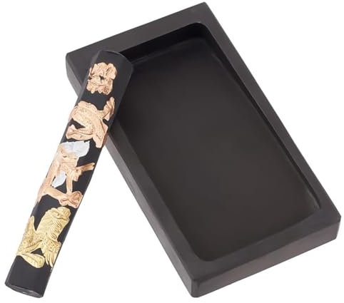 Quystetes Pietra per Inchiostro Cinese Tradizionale per Calligrafia Cinese Pietre per Inchiostro + Bastoncino di Inchiostro 1 Set