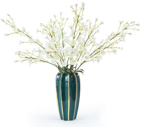 mizii Künstliche Birnenblüten, künstliche Blumen, 94 cm, künstliche Seidenblumen mit Stiel, Blumenstrauß für Vasen, Tischdekoration, Arrangements, Heimdekoration, Hochzeitsdekorationen, Weiß, 4 Stück