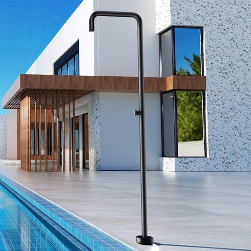 NOLUXA IMEX Utomhus Pool Dusch Stål S.316 | Utomhus Terrass Dusch | Utomhusdusch för Trädgård med 50 mm Sprayflaska och Kallt Vatten | Seire Utah | Matt Svart Färg