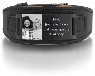 Zysta Herren Lederarmband Personalisierte Breit Armbänder MIT Foto Einstellbare Armreifen für Jungen Männer Geschenk