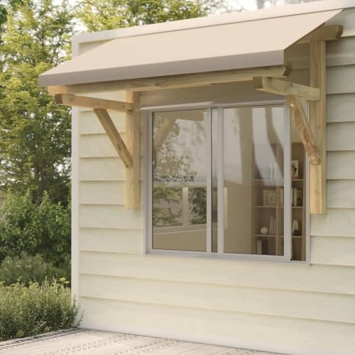 qohoio Tettoia per Porta d'Ingresso 200x100x100 cm in Legno di Pino, AWNING, Beige
