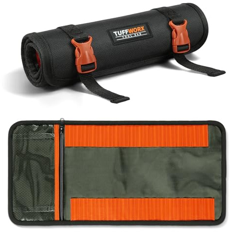 TUFFWORX Werkzeug-Rolltasche mit Schnellverschlüssen, Schwarz-Orange