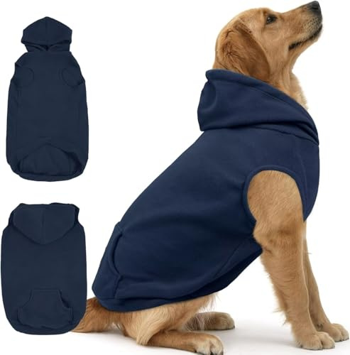 IECOii Hunde-Hoodie-Sweatshirt, weicher Fleece-Pullover für große Hunde, komfortabler Hundepullover mit Kapuze für kaltes Wetter, Pullover für große Hund wie Dobermann und Great Dane, Blau, 4XL