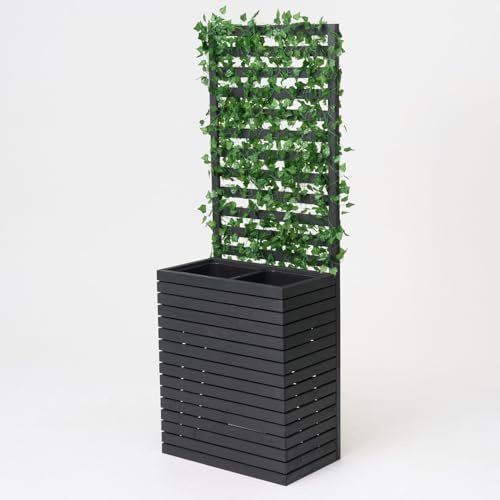 Kistenland XXL Blomlåda Margarete med insynsskydd – 180 cm höjd – blomkruka med spaljé/pergola (antracit)