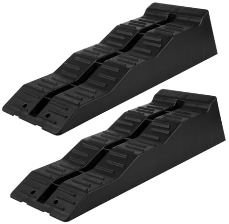 IMIKEYA 2pcs Hdpe Rv Leveling Blocks and Wheel Chocks 5 Ton Capacity Triple Levelers Camper Trailer Leveling Kit for Uneven Ground Caravan Accessories