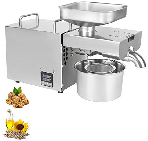 MFRELMNZG Presse à Huile électrique Automatique 750 W, extracteur d'huile Chaud et Froid avec écran LCD pour Noix de Coco, ricin, Usage Domestique/Commercial, en Acier Inoxydable, 110 V