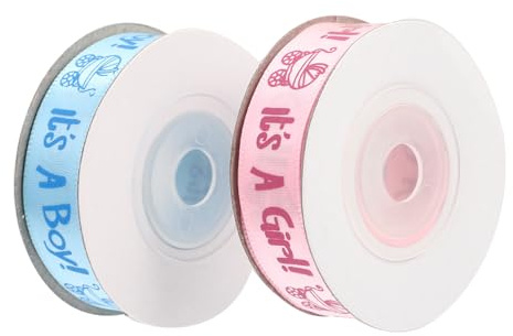 Veemoon Seidenband Blau Babyband für Babyparty und Selbstgemacht Dekoration 2 Rollen Feine Verarbeitung Farbbeständig für Bastelprojekte