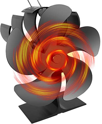 drtulz Wood Stove Fan Fireplace 5 Blade Heat Powered Stove Fans for Woods Log Wood Burner Fireplace Eco Friendly Fan for Home