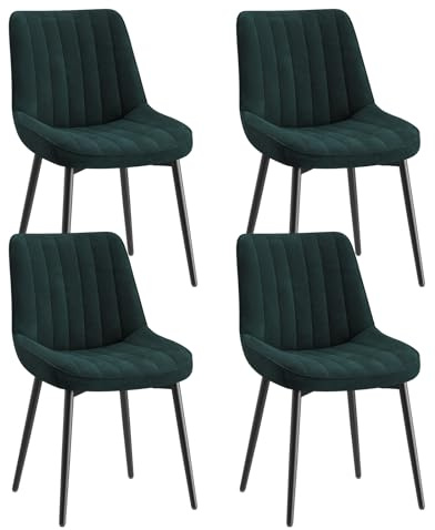 COLAMY Samt Esszimmerstühle 4er Set – Gepolsterte Stühle für Esszimmer & Küche mit Metallbeinen, Dickem Sitzpolster & Rutschfesten Füßen, grün