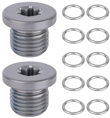 2 Pezzi M14x1.5 Tappo di Scarico Dell'Olio con 10 Rondelle, Compatibile con i Modelli Audi e Volkswagen Sostituisce N91167901 N0160276 N90856001 N91086801 65407 090-182CD 090-182 HWP0014