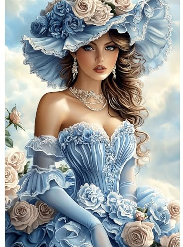 NEWENMO Mujer Hermosa Diamond Painting Kit para Adultos,DIY Señora Elegante Pintura de Diamantes,5D Diamond Art Kit,Bricolaje Dibujo con Diamantes,para Decoración del Hogar 30x40cm