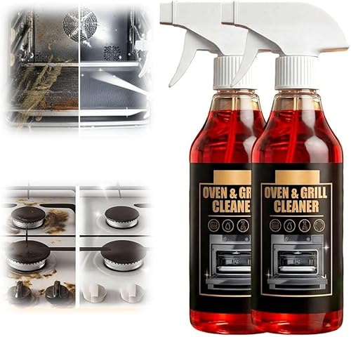 Oven Cleaner Heavy Duty, Oven and Grill Cleaner Spray, Fast-Acting Heavy-Duty Grill Degreaser Spray for Ovens, Hobs & Grills, Multi-surface Kitchen Cleaner, Removes Baked-On Grease,Food Residue (2PCS)
