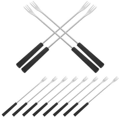Operitacx 12 Stück Fondue Spieße aus Edelstahl mit Ergonomischem Griff Rostfrei Hitzebeständig für Schokolade Obst und Käsefondue Zuhause