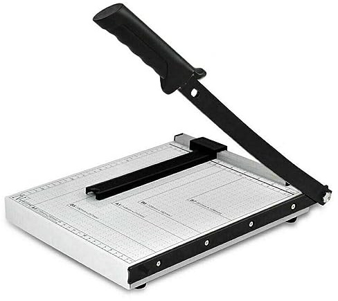 A4 Hebelschneider Papierschneider, Manuelle Schneidemaschine mit Stahlklinge, Bis 80g A4, 12 Blatt Schneidleistung, für Büro, Schule & Basteln (Weiß)