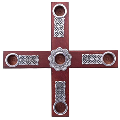 Cathedral Art Celtic Knot Wood Cross Advent Wreath Candle Holder, 8-Inch Diameter, Brown, Model:AD133