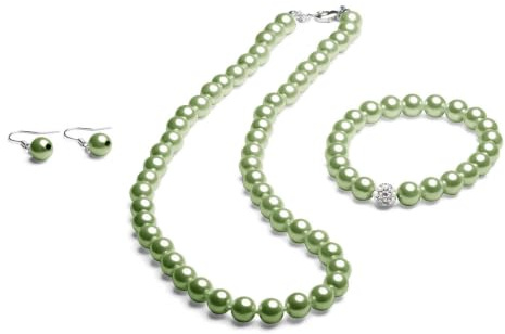 FlexiStore Perlenkette geknotet - Perlenarmband - Perlenohrringe - Set
