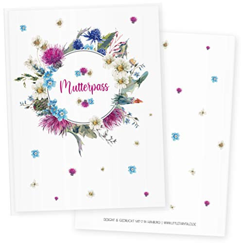 Mutterpasshülle 3-teilig Spring Flowers, Mutterpass Hülle, Schöne Geschenkidee für Babyparty (Mutterpass DE, Spring Flowers 2)