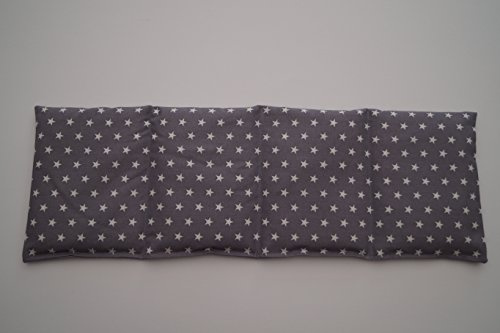 Kirschkernkissen 4-Kammern 50cm x 17cm grau mit weißen Sternen