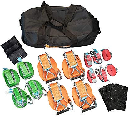 Dolezych Ladungssicherungsset Allround mit Zurrgurten/Kantenschutzwinkeln/Antirutschmatten, 26-teilig