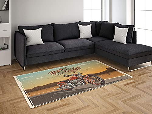 Oedim Alfombra Retro Motocicleta para Habitaciones PVC | 95 x 120 cm | Moqueta PVC | Suelo vinílico | Decoración del Hogar | Suelo Sintasol | Suelo de Protección |