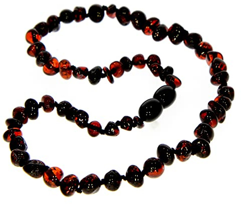 SilverAmber Jewellery - Collana in ambra baltica - ciliegia - Lucida - Perle di ambra genuina al 100% - Massima qualità - Dimensione: 46 cm - NBARCHE46