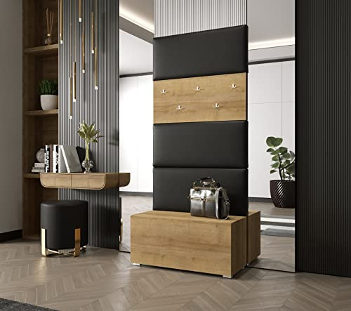 Furnitech GF76 Flur Dielenmöbel Garderobenschrank Dielenschrank Schuhschrank Flurmöbel Set Spiegel Matt (GF76-21DZ-M4)