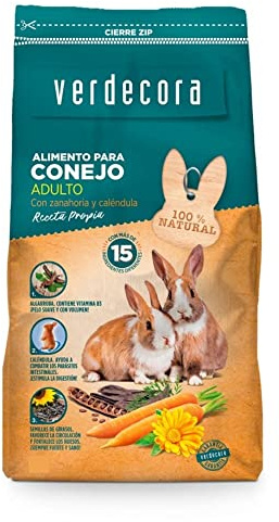 Verdecora Alimento para Roedores - Comida Conejo Adulto - Ingredientes 100% naturales - Bienestar y desarrollo saludable para tu mascota (3kg) (PORTES INCLUIDOS)